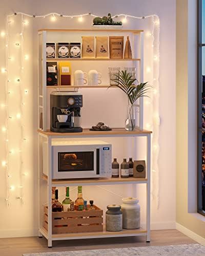VASAGLE Coffee Bar, 31.5 Inchs 6-Tier Baker's Rack with 6 Hooks