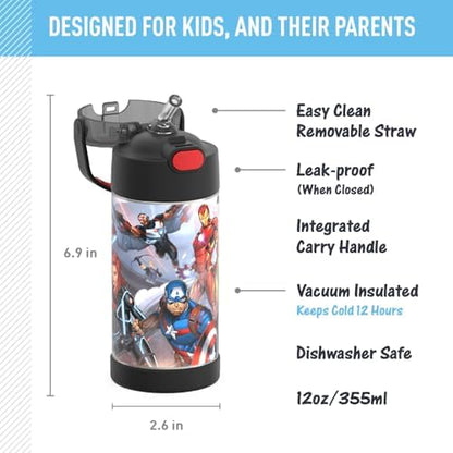 THERMOS FUNTAINER Water Bottle with Straw, 12oz, Avengers