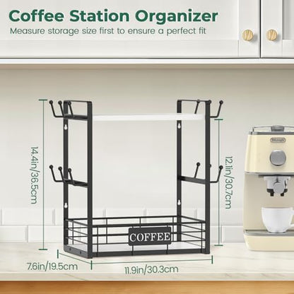 EsLuker.ly Coffee Mug Cup Holder Tree Bar Station Organizer, 2 Tier White