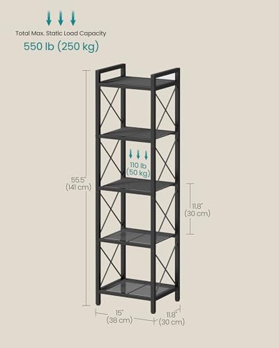SONGMICS 5-Tier Steel Storage Rack, Shelving Unit with X Side Frames