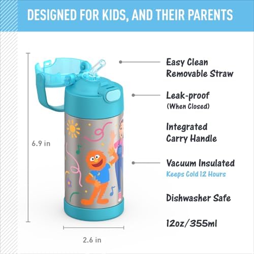 THERMOS FUNTAINER Water Bottle with Straw, 12oz, Ms. Rachel