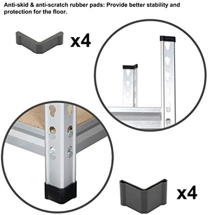 Amazon Basics 5-Tier Medium Duty Garage Shelving Unit, Sturdy Adjustable Storage Shelves, Easy to Assemble, 48" x 18" x 72", Aluminum