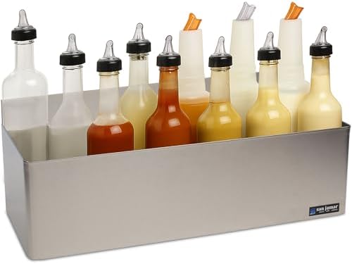 San Jamar B5522D Stainless Steel Double Rail Speed Rack Bottle Holder, 21-1/8" Width x 7-5/8" Height x 8" Depth