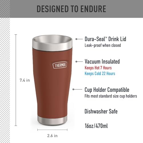 THERMOS ICON SERIES, Stainless Steel Tumbler, Saddle, 16 oz