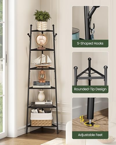 CHOEZON 6-Tier Cookware Stand, Triangle Shelf Storage Tower for Kitchen, Pans Pots Storage Rack, Metal Wire Shelf Organizer, Corner Shelf, for Kitchen, Living Room, Black TPR14BB