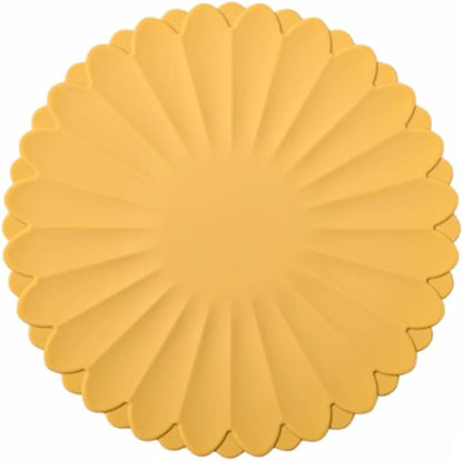Heat-Resistant Silicone Trivet Mats, Non-Slip Hot Plate Holder for Kitchen Countertops & Dining Table, Reusable Pot Holder Pad with Secure Grip, Dishwasher Safe (Yellow, Diameter: 30cm/11.81")
