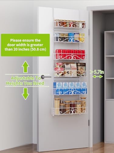 6-Tier Over Door Pantry Rack, Heavy Duty Storage Shelf for Laundry