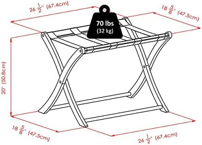 Winsome Scarlett Luggage Rack, for Guest Room, Foldable, No Assembly, Espresso