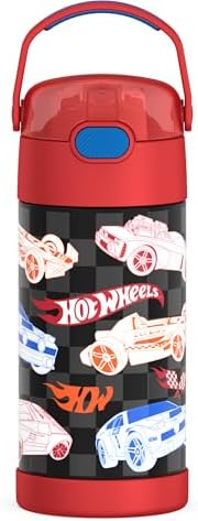 THERMOS FUNTAINER Water Bottle with Straw, 12oz, Hot Wheels