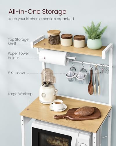 VASAGLE 4-Tier Kitchen Bakers Rack with Power Outlet, 23.6-Inch Wide
