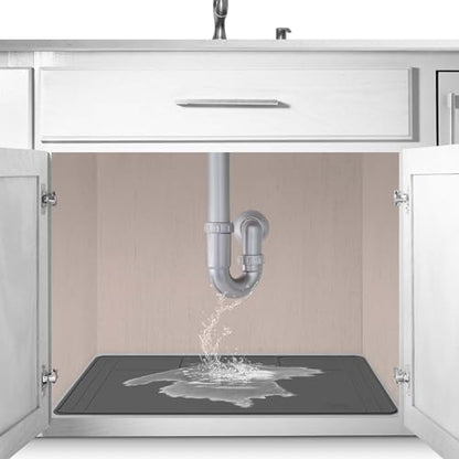 The Original Under Sink Mat - Adjustable Silicone mat, Waterproof Under The Sink Bathroom Vanity Mat - 28" x 19" or smaller