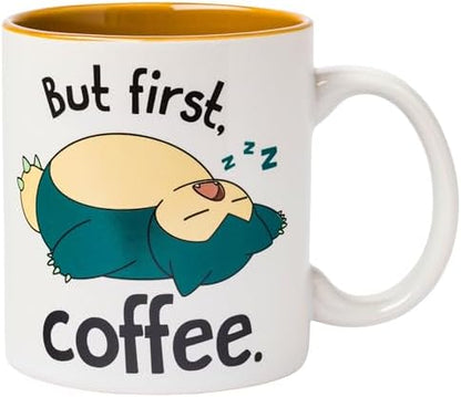 Silver Buffalo Pokémon Snorlax But First Coffee Quote, Ceramic Mug, 20oz