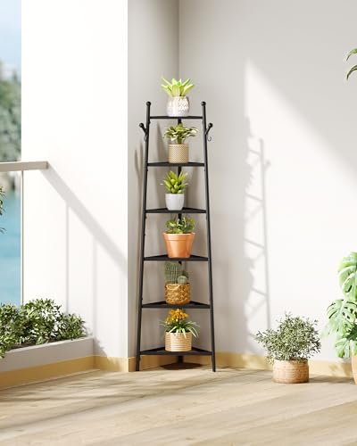CHOEZON 6-Tier Cookware Stand, Triangle Shelf Storage Tower for Kitchen, Pans Pots Storage Rack, Metal Wire Shelf Organizer, Corner Shelf, for Kitchen, Living Room, Black TPR14BB