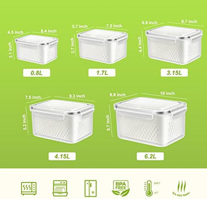 10 PS Fridge Food Plastic Storage Container with Colander