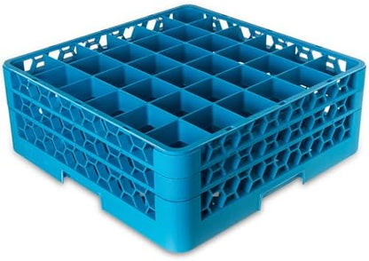 Carlisle FoodService Products RG36-214 OptiClean 36 Compartment Glass Rack with 2 Extenders, 2-15/16" Compartments, Blue (Pack of 3)