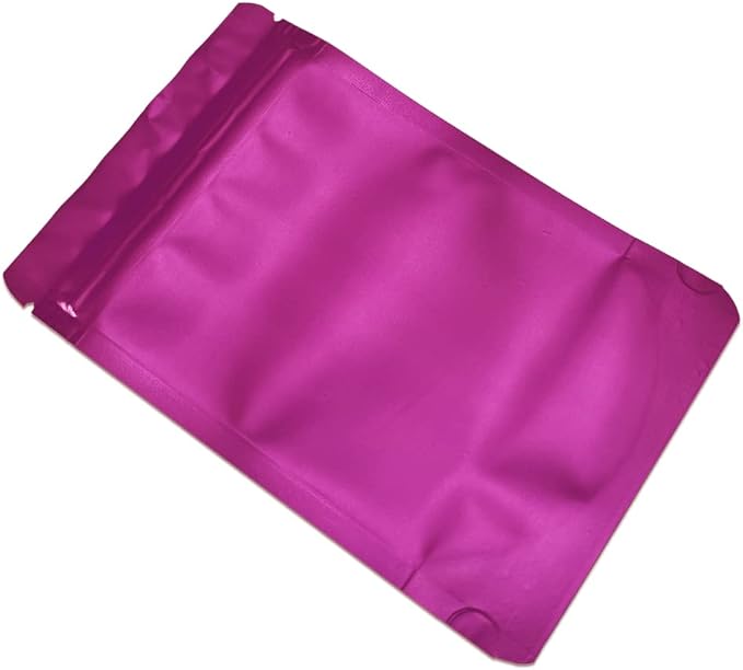 PABCK 50 Pieces 4.3x6.3 inch(Inside Size 3.5x3.9 inch) Stand-Up Resealable Heat Seal Bags 3.55mil Thick Frosted Pink Foil Sealed Bags for Zip Packaging Lock Food Storage Pouch