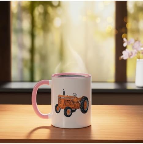 Vintage Allis-Chalmers WD 45 Classic Tractor Ceramic Mug, Pink/White, 11oz