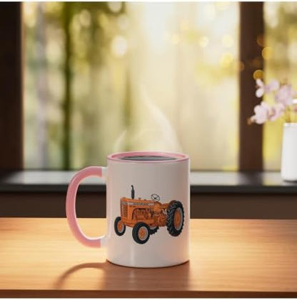 Vintage Allis-Chalmers WD 45 Classic Tractor Ceramic Mug, Pink/White, 11oz