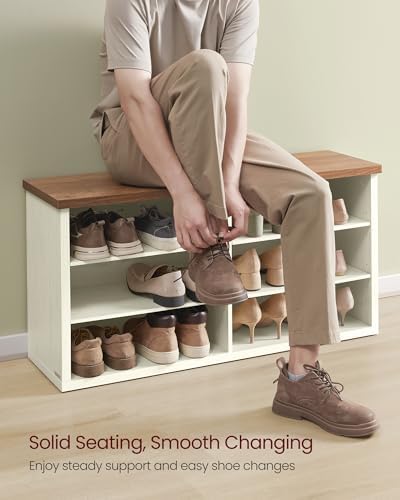 VASAGLE Shoe Bench, Storage Bench, 11.6 x 39.4 x 19.7 Inches