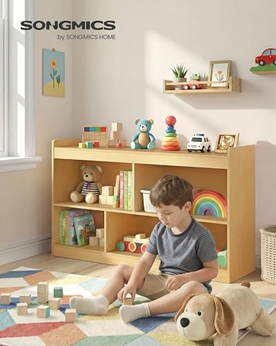 SONGMICS Kids' Toy Storage Shelf, Montessori Book Shelf with 5 Compartments
