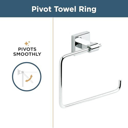 Franklin Brass Maxted (1-Pack) Hand Towel Holder Polished Chrome Towel Racks for Bathroom Wall Square Towel Ring Holder for Bath Towel Hanger for Kitchen, Bathroom Accessories MAX46-PC