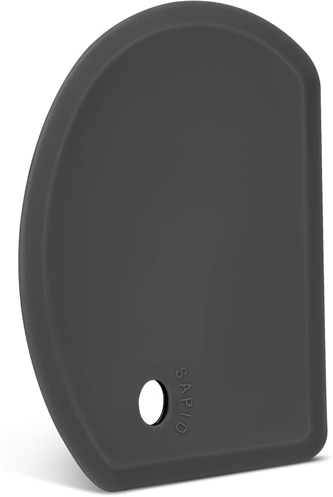 Silicone Dough Scraper with Stainless Steel Sheet, Curved Edge Flexible Bowl