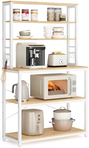 VASAGLE Coffee Bar, 31.5 Inchs 6-Tier Baker's Rack with 6 Hooks