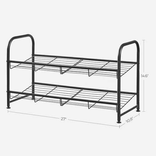 SONGMICS 2-Tier Stackable Metal Shoe Rack, Holds Up to 8 Pairs of Shoes
