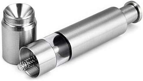 Salt and Pepper Grinder Set of 2, Stainless Steel Push Button Grinder Modern
