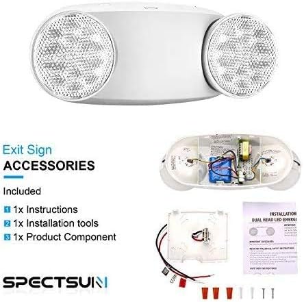SPECTSUN 10 Pack LED Emergency EXIT Sign Lighting Combo- 120-277V Emergency Exit Lights for Home Power Failure-UL 924 Certified Commercial Emergency Light Fixtures,Ebulb Led Light Bulb