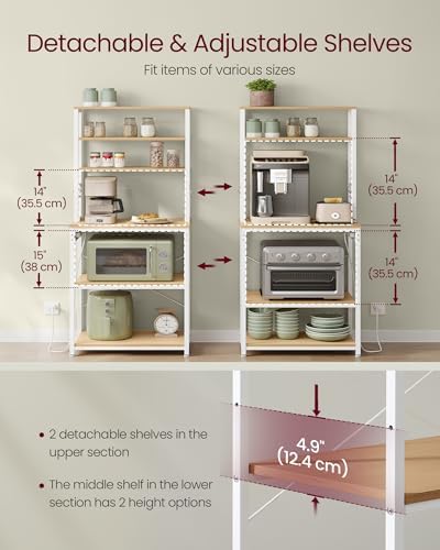 VASAGLE Coffee Bar, 23.6 Inches 6-Tier Baker's Rack with 6 Hooks