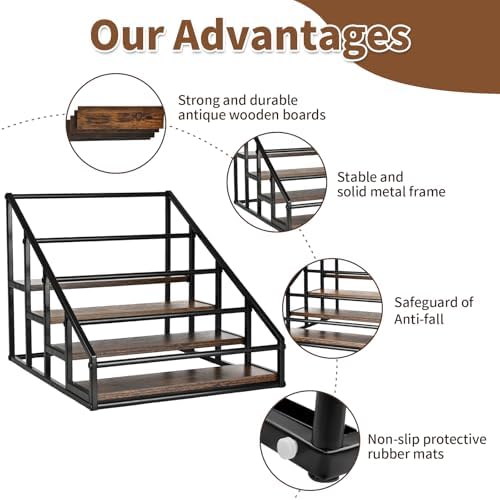 YQBRAO 2-Pack 4-Tier Coffee Syrup Organizer, 32-Bottle Total, Brown