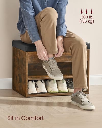 VASAGLE Storage Bench with Cushion, Shoe Bench, 11.8 x 23.6 x 17.3 Inches