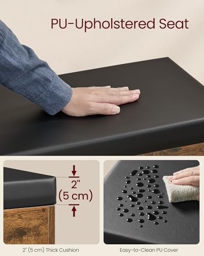 VASAGLE Storage Bench with Cushion, Shoe Bench, 11.8 x 23.6 x 17.3 Inches