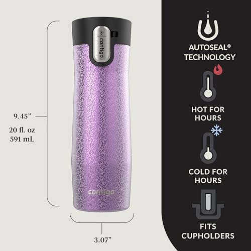 Contigo AUTOSEAL West Loop Vacuum-Insulated Stainless Steel Travel Mug with Easy-Clean Lid, 20 oz, 2-Pack