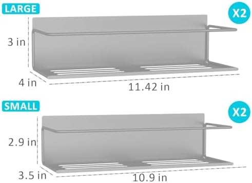 Magnetic Spice Rack For Refrigerator, Space Saving Magnetic Shelf For Fridge Grey 4 Pack With Magnetic Paper Towel Holder