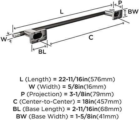 Amerock BH26614PNGM | Polished Nickel/Gunmetal Towel Bar | 18 inch (457 mm) Center-to-Center Towel Rack | Esquire | Bathroom Towel Holder | Bathroom Hardware | Bath Accessories