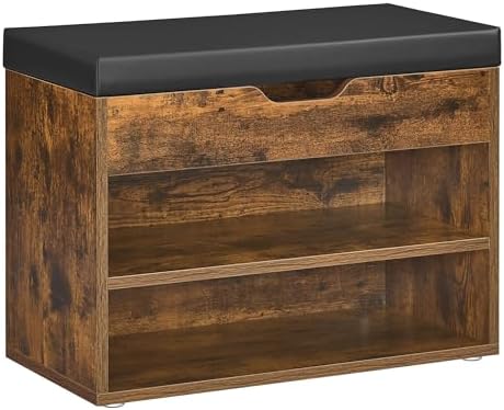 VASAGLE Storage Bench with Cushion, Shoe Bench, 11.8 x 23.6 x 17.3 Inches