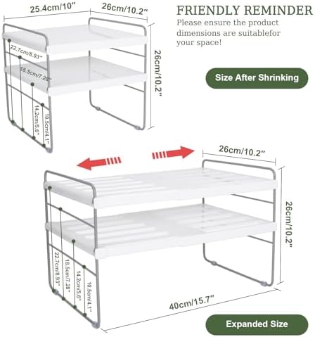 Pantry Organization and Storage for Kitchen - Expandable Kitchen Wrap Box Organizer Rack, Foil Organizer for Cabinet & Counter, Height & Width Adjustable Cupboard Storage Rack - (3 Tier 9.8 to 15.6"L)