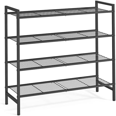 SONGMICS 4-Tier Metal Shoe Rack, Vertical Shelf, Holds up to 20 Pairs