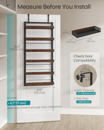 SONGMICS 6-Tier Over the Door Pantry Organizer, Adjustable Spice Rack