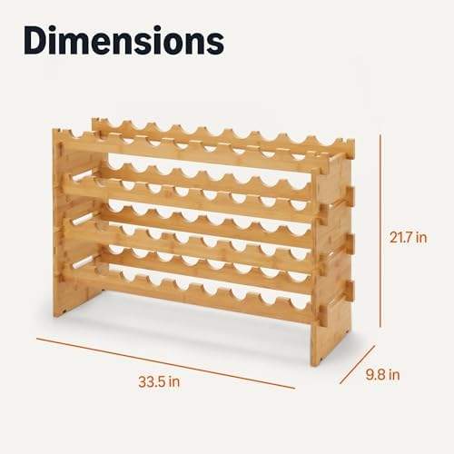 Amazon Basics Stackable Bamboo Wine Rack, 36 Bottle Capacity, Easy to Assemble
