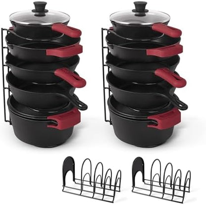 Cuisinel Pots and Pans Organizer for Cast Iron, 15" Skillet Rack, 2 Pack