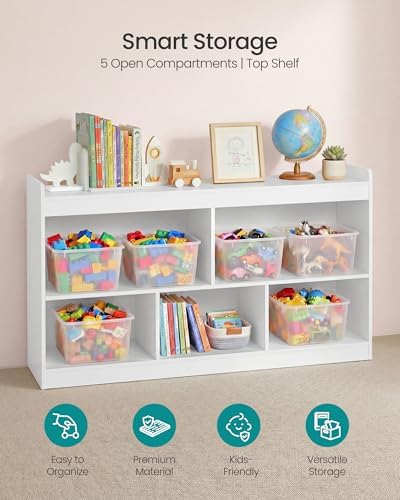 SONGMICS Kids' Toy Storage Shelf, Montessori Book Shelf with 5 Compartments