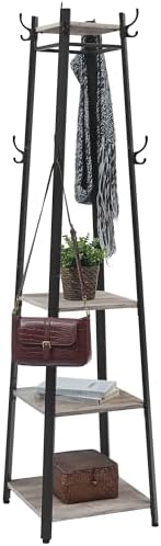 VASAGLE Coat Rack Freestanding, Hall Tree with 4 Shelves