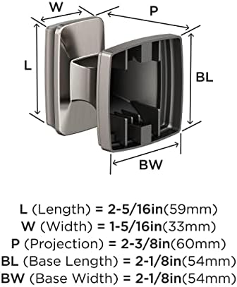 Amerock BH36030G10 | Brushed Nickel Single Robe Hook | 2-5/16 inch (59 mm) Length Towel Holder | Revitalize | Towel Hook for Bathroom | Bathroom Hardware | Bath Accessories