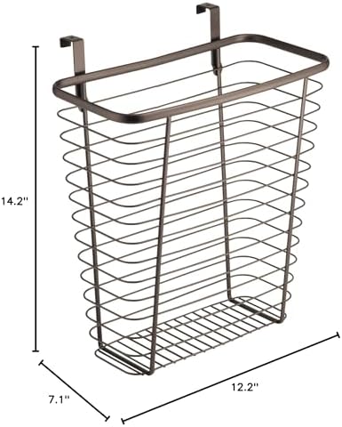 iDesign Steel Over-The-Cabinet Waste Basket or Storage Bin, The Axis Collection, 7.1" x 12.2" x 14.2", Bronze