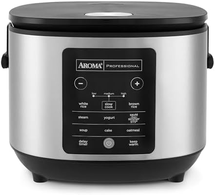 AROMA® 6-Cup (Uncooked)/ 12-Cup (Cooked) Slow Cook Rice Cooker and Brown Rice Cooker with Lift-Out Pot Handles and Silicone Storage Lid, PFAS-Free Ceramic Coating