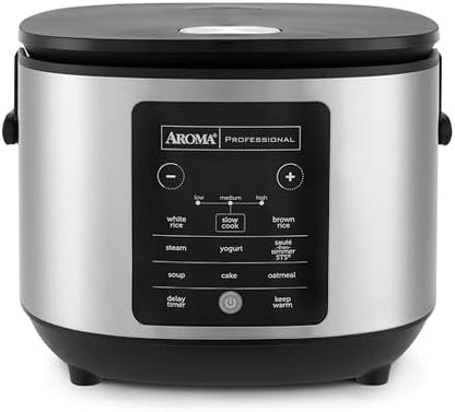 AROMA® 6-Cup (Uncooked)/ 12-Cup (Cooked) Slow Cook Rice Cooker and Brown Rice Cooker with Lift-Out Pot Handles and Silicone Storage Lid, PFAS-Free Ceramic Coating