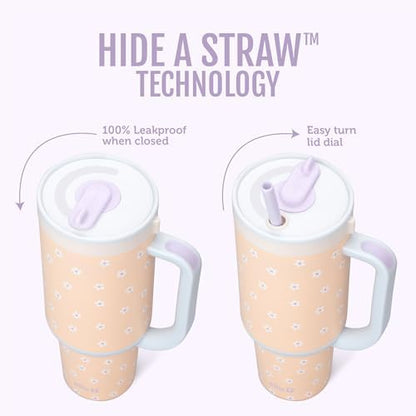 Ello Oasis 24oz Insulated Stainless Steel Tumbler with Straw, Daisies